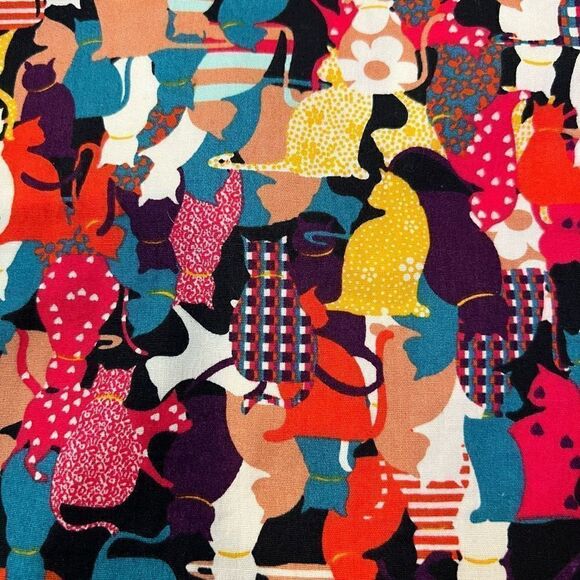 Dress To Allover Cat Print Cut Out Fit and Flare Dress Size M Made in Brazil - Picture 13 of 15
